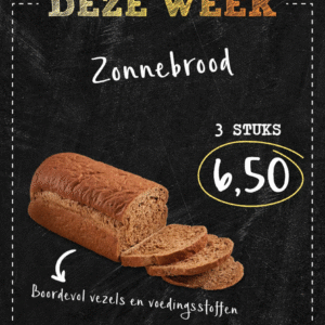 Zonnebrood 3 stuks 6,50.
