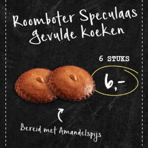Roomboter speculaas gevulde koeken 6 stuks 6 euro.