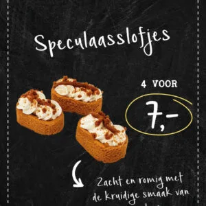 Speculaas slofjes 4 voor 7 euro.