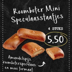 Roomboter mini speculaasstaafjes 4 stuks 5,50.