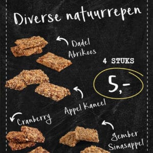 Diverse natuur repen 4 stuks 5 euro.